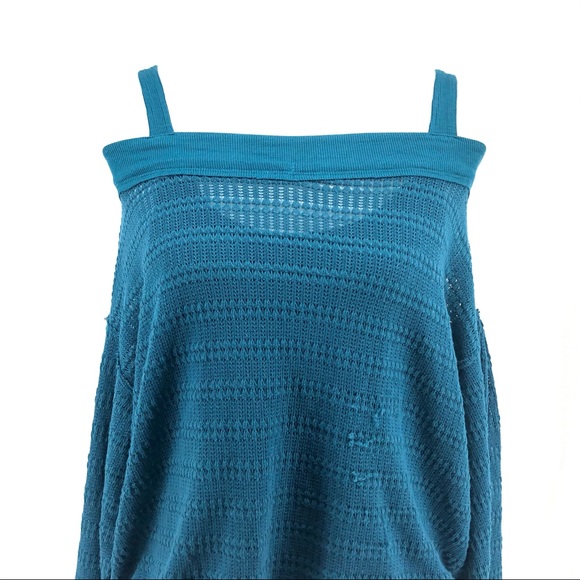 Free People Blue Knit Off The Shoulder Top, NWT - Picture 2 of 9
